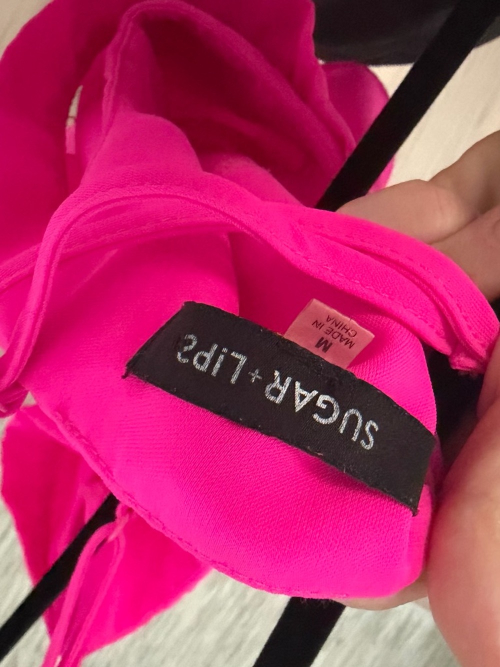Sugarlips Hot Pink Cold-Shoulder Ruffle blouse - Picture 4 of 4
